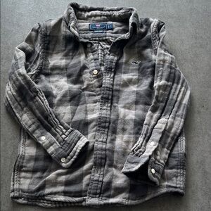 Vineyard Vines Kids Black and Gray Plaid Button Down Shirt